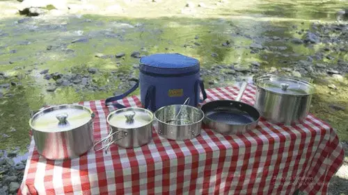 Wealers camping cookware set for open fire